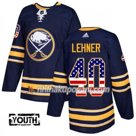 Buffalo Sabres Dresy Robin Lehner 40 2017-2018 USA Flag Fashion Modrá Adidas Authentic - Dětské